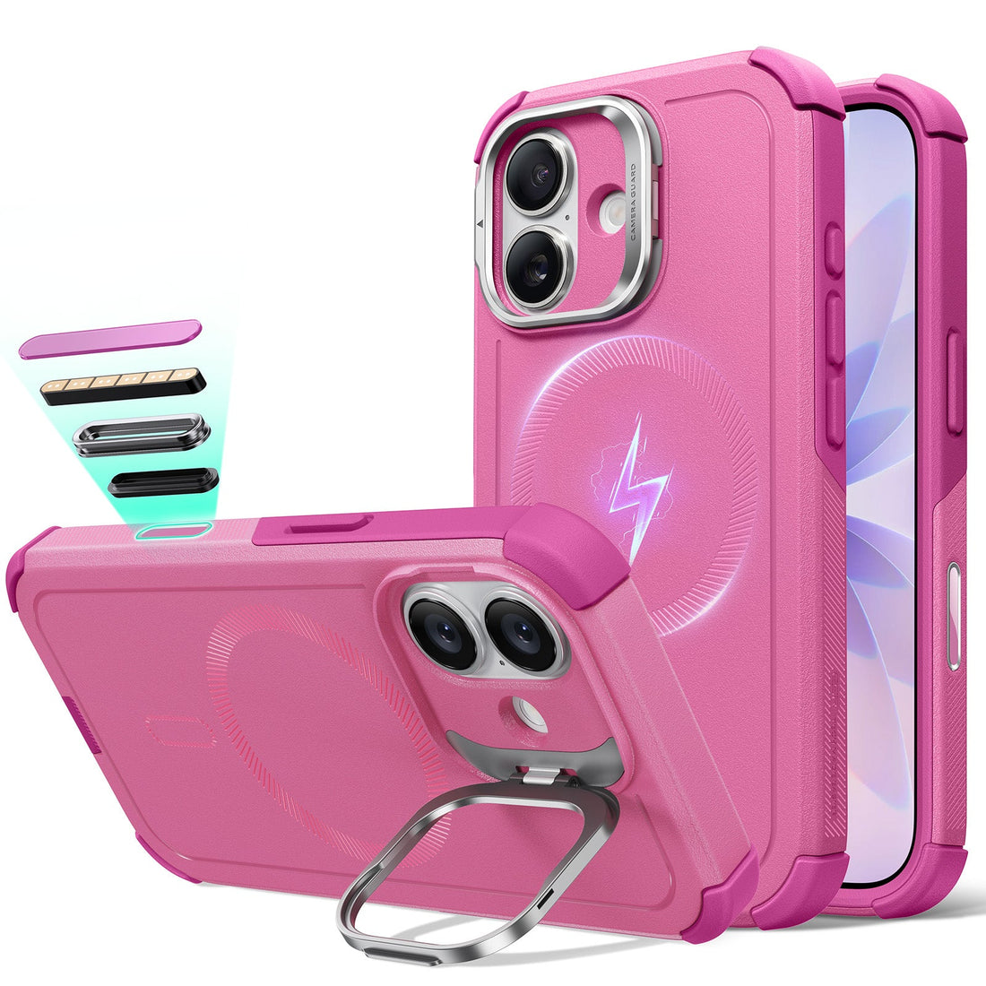 iPhone 17 Cyber Tough Magnetic Case (Camera Control, Stash Stand) - Rosy Pink ESR ESR
