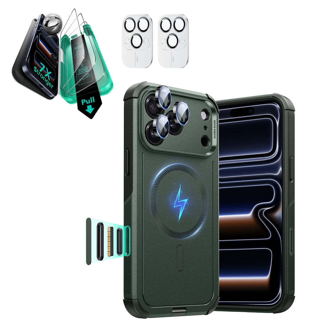 iPhone 17 Pro Cyber Tough Magsafe Case with Screen Protector Olive Green