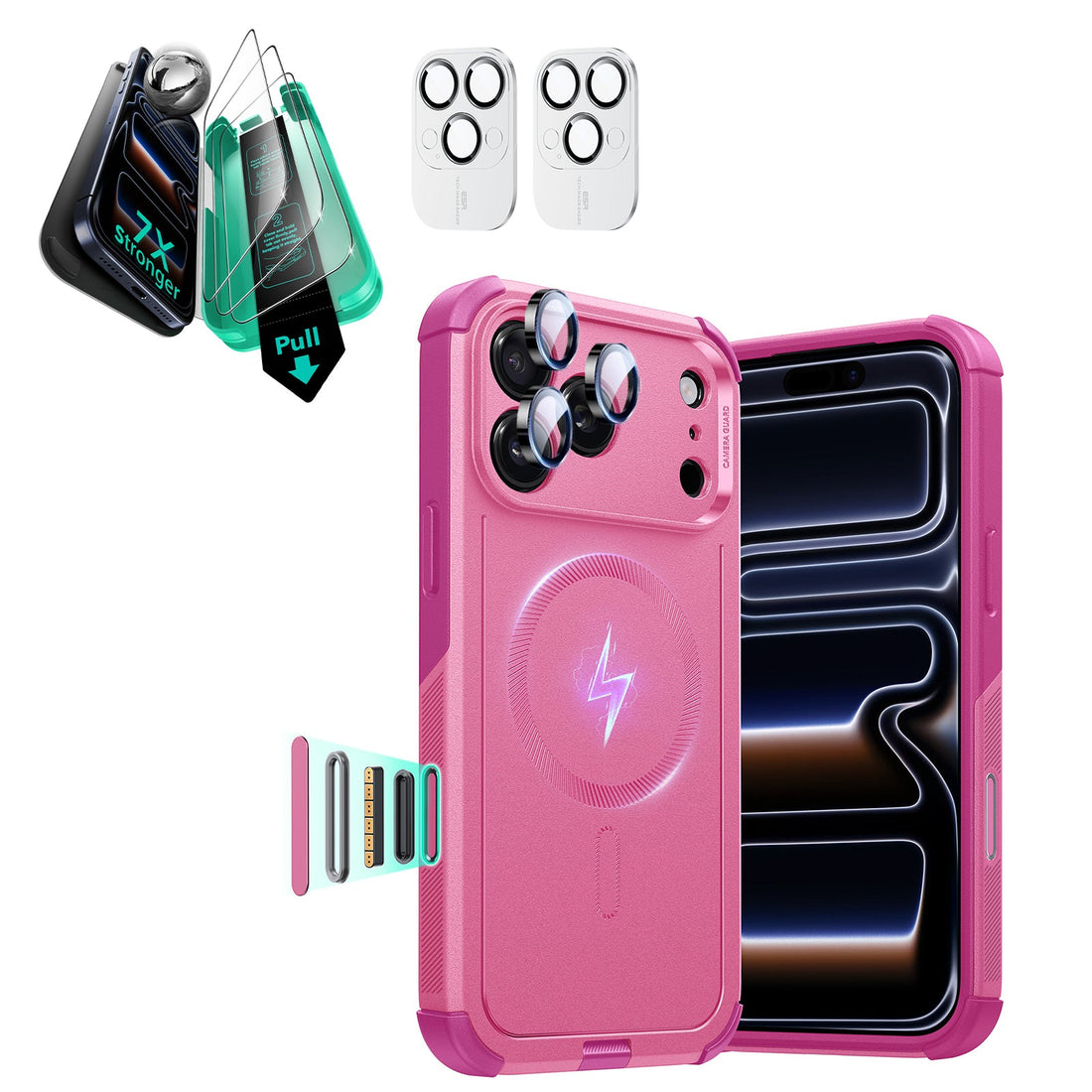 iPhone 17 Pro Cyber Tough Magsafe Case with Screen Protector Pink