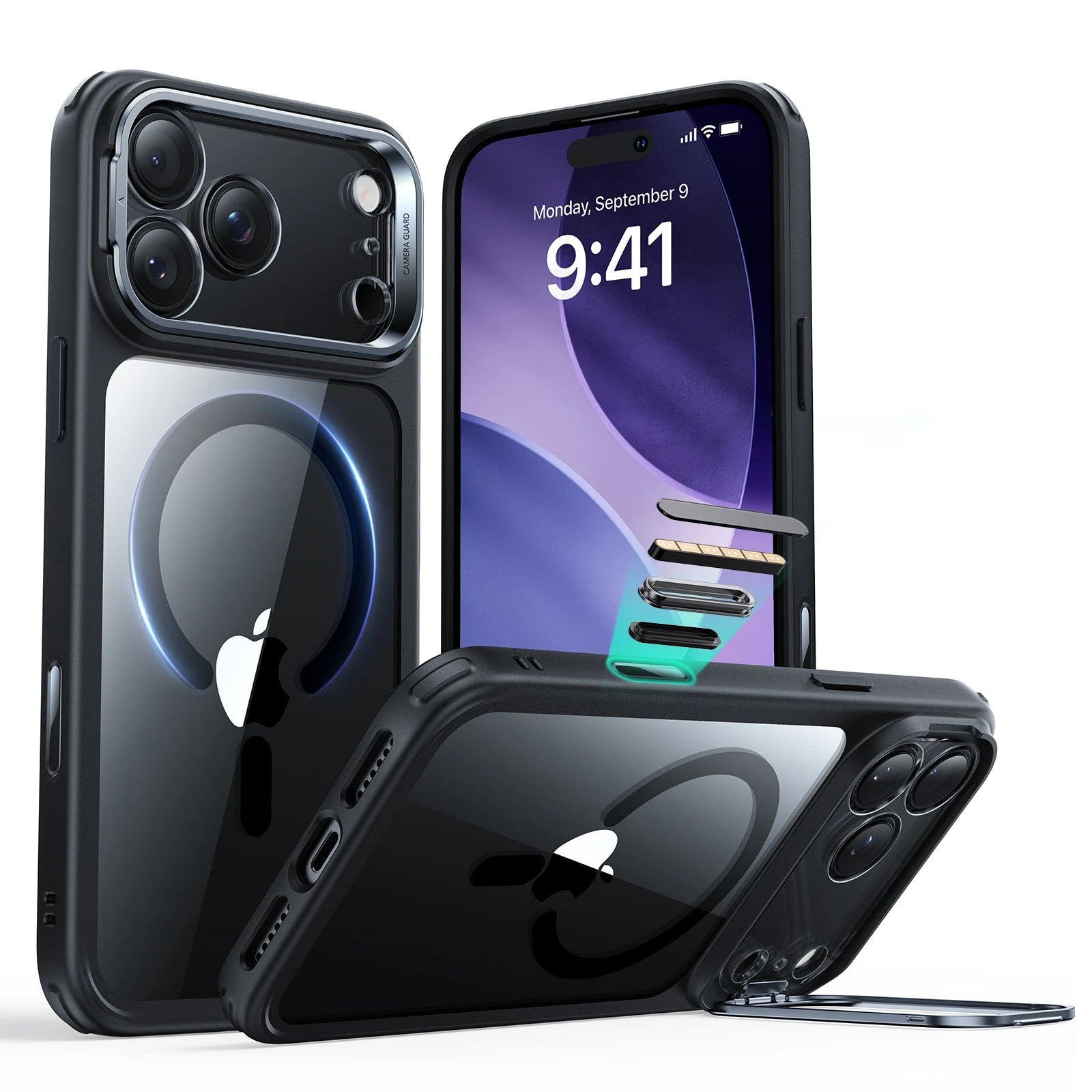 iPhone 17 Pro Magsafe Case with Stand Camera Control Clear Black