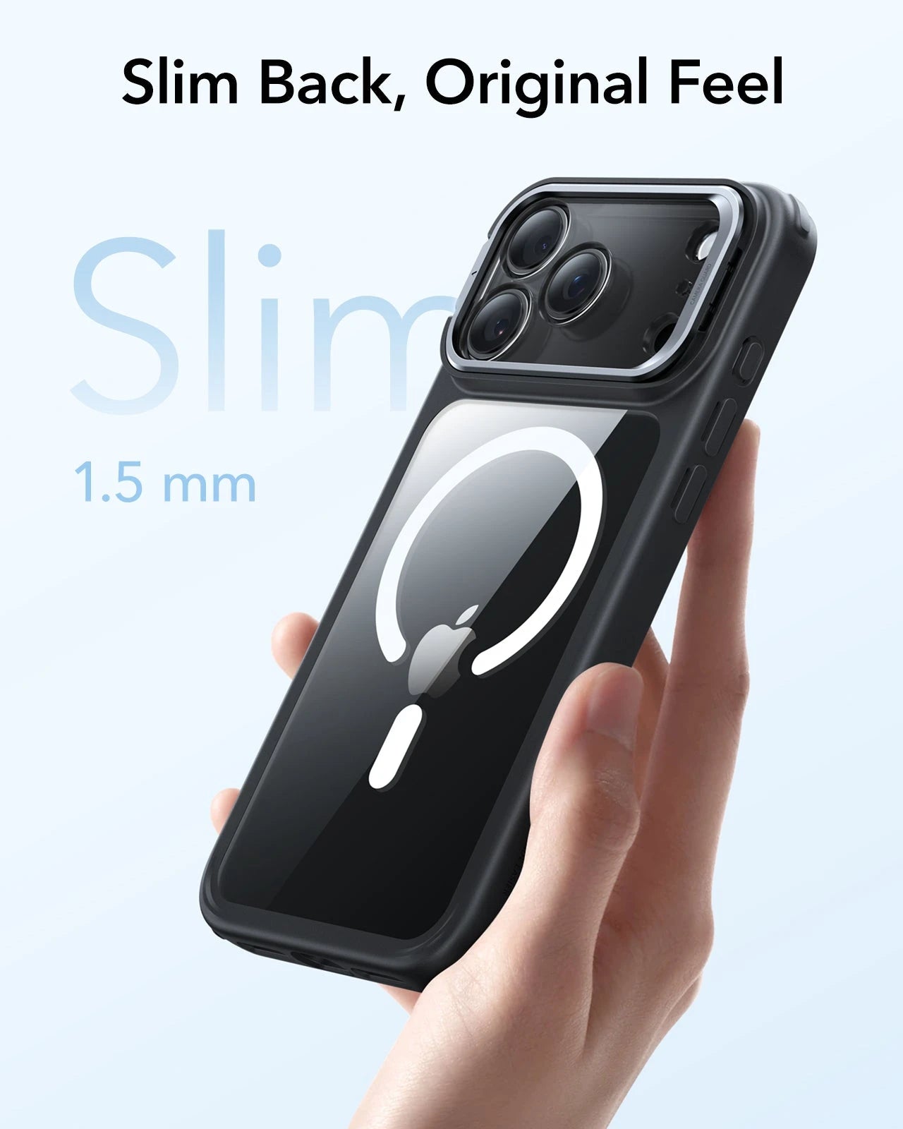 ESR iPhone 17 Pro Magsafe Case with Stand Camera Control Clear Black slim back