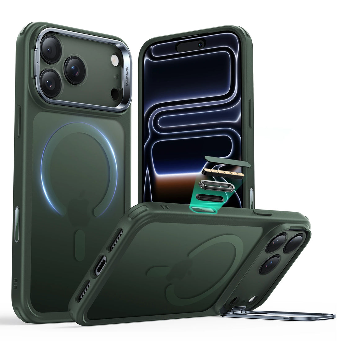 iPhone 17 Pro Classic Hybrid Magnetic Case (Camera Control, Stash Stand) - Frosted Green ESR ESR