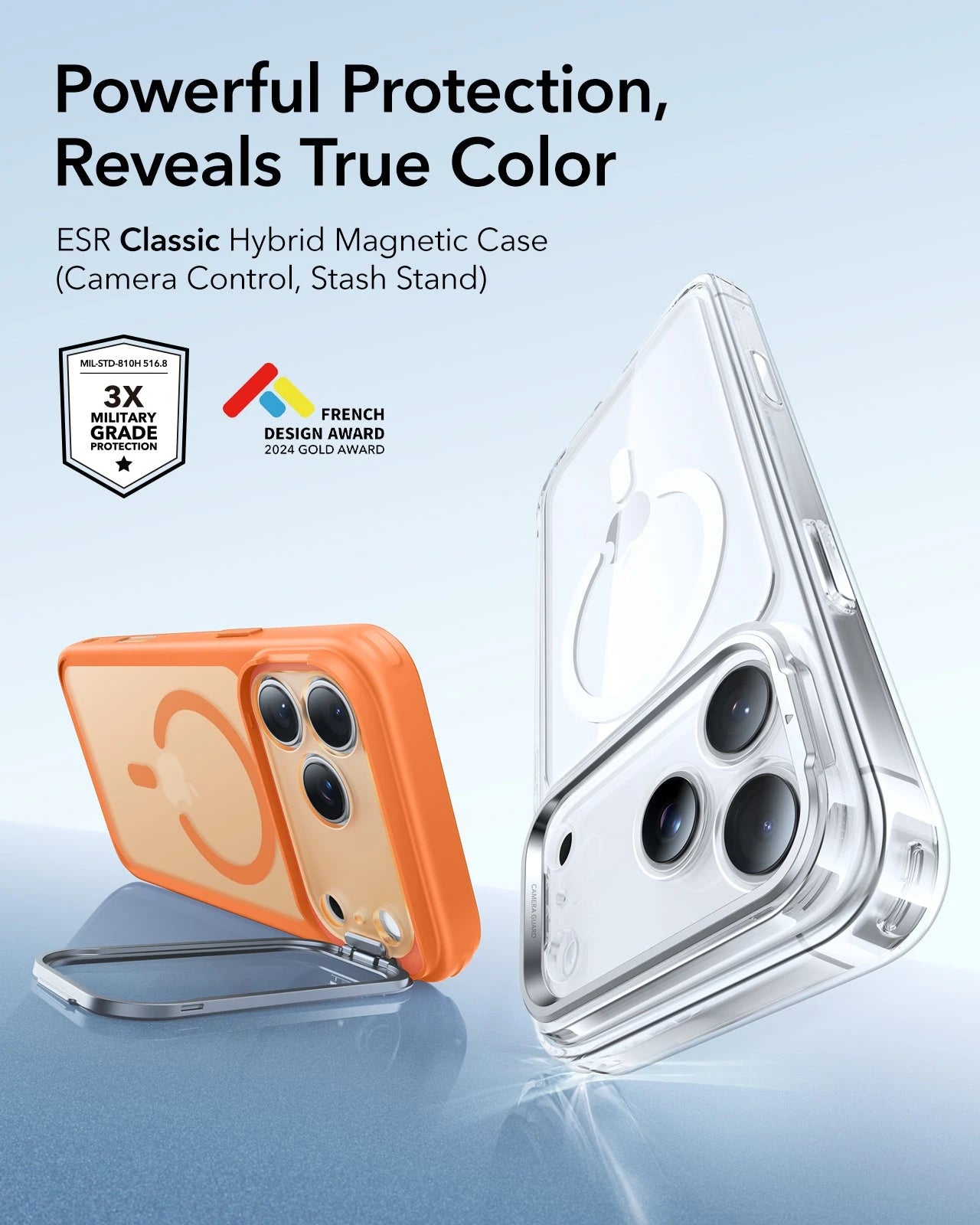 ESR iPhone 17 Pro Magsafe Case with Stand Camera Control Frosted Orange