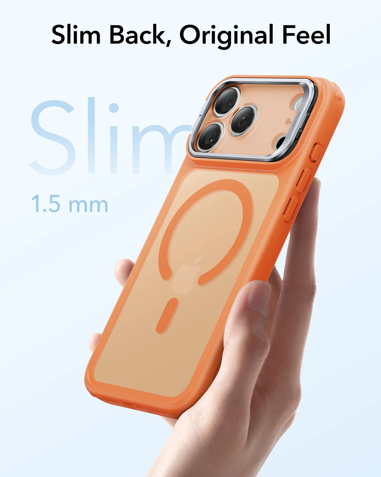 ESR iPhone 17 Pro Magsafe Case with Stand Camera Control Frosted Orange slim back