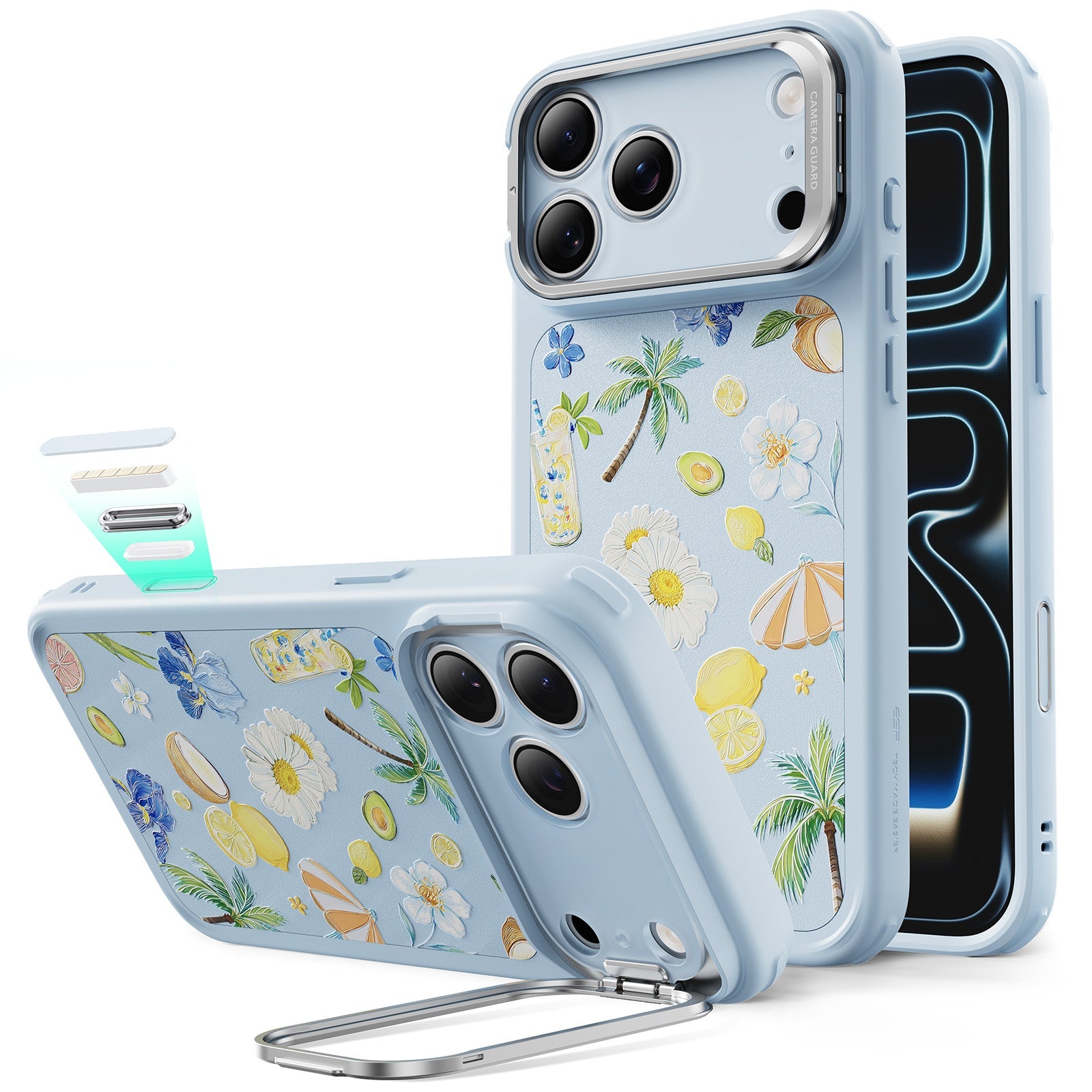 Tropical Paradise iPhone 17 Pro Case: Aesthetic Floral Stand Case