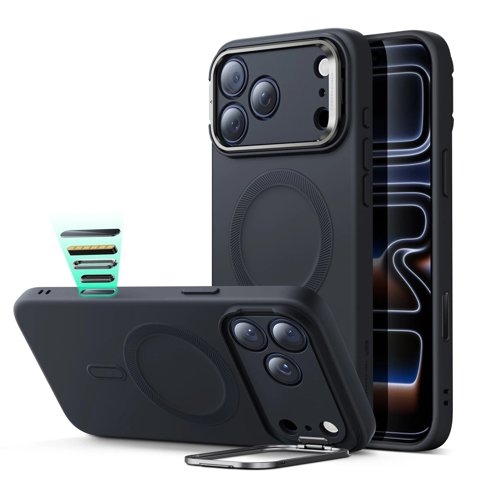 Silicone iPhone Case with Stand for Apple iPhone 17 Pro Silicone iPhone Case with Stand for Apple iPhone 17 Pro