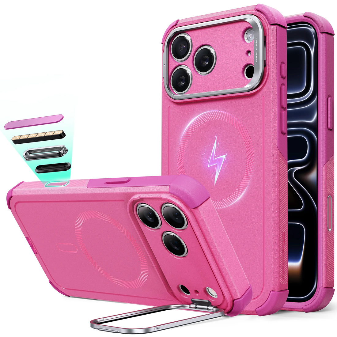 iPhone 17 Pro Cyber Tough Magnetic Case (Camera Control, Stash Stand) - Rosy Pink ESR ESR