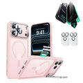 iPhone 17 Pro Max Classic Hybrid Magsafe Case with Stand and Privacy Screen Protector Bundle Frosted Bubblegum Pink