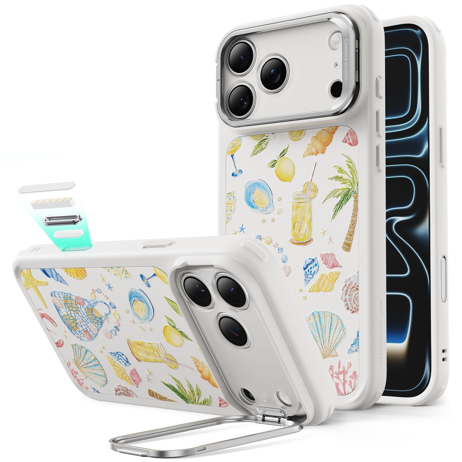 Aesthetic iPhone 17 Pro Max Case with Stand: Coastal Shell Fashion