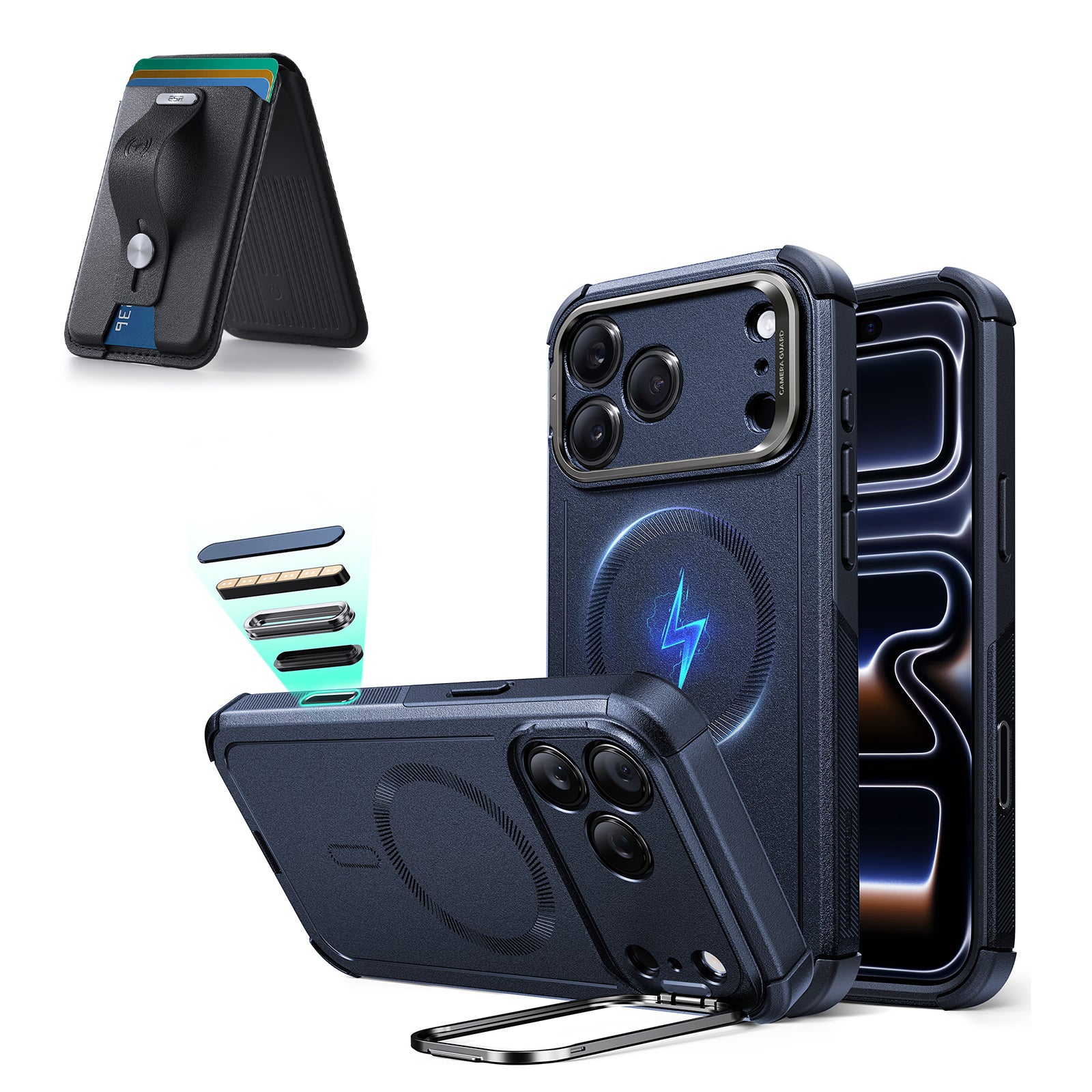 Slim Blue iPhone 17 Pro Max Case with Magnetic Phone Wallet | ESR