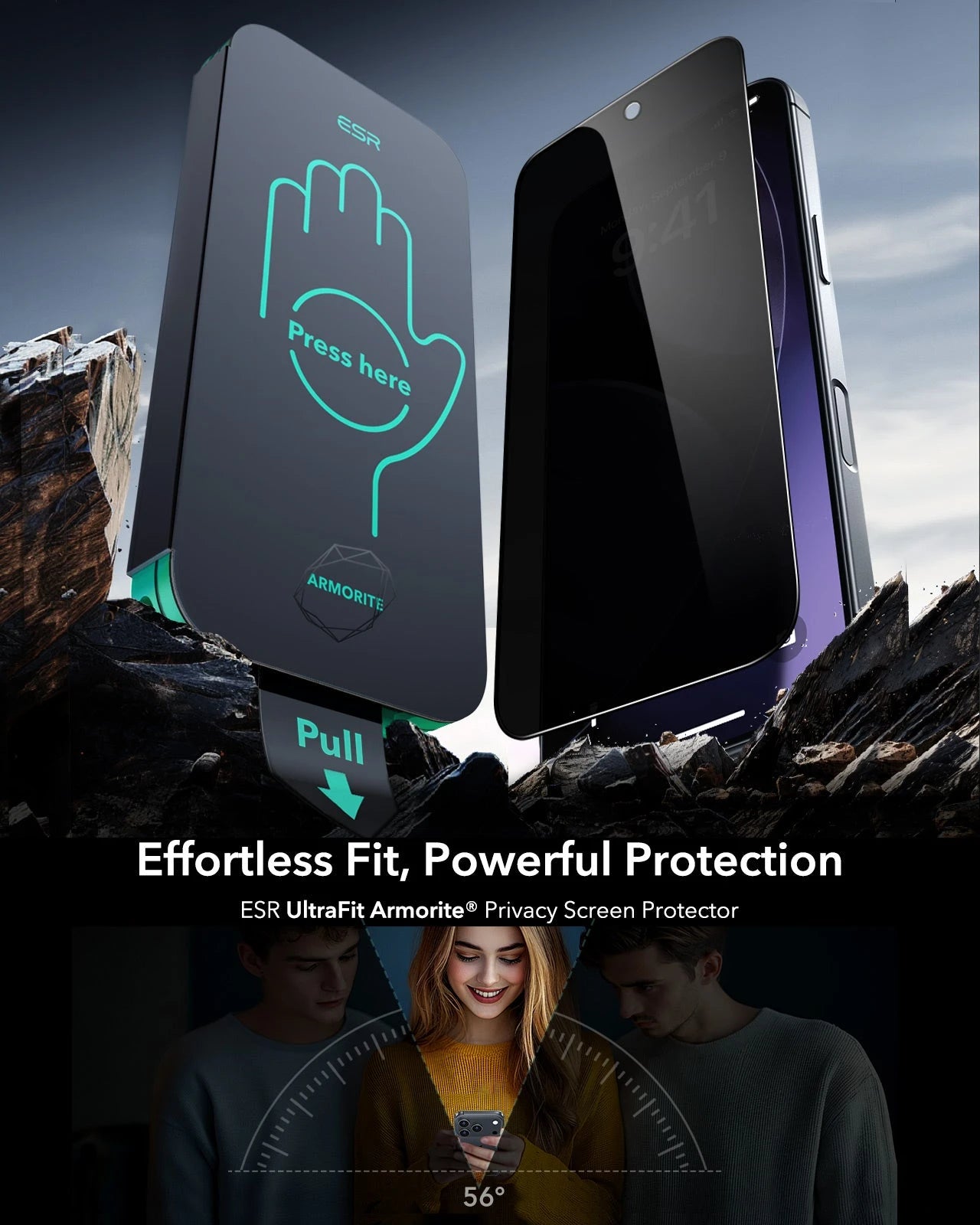 ESR iPhone 17 Pro UltraFit Armorite Privacy Screen Protector 3 pack