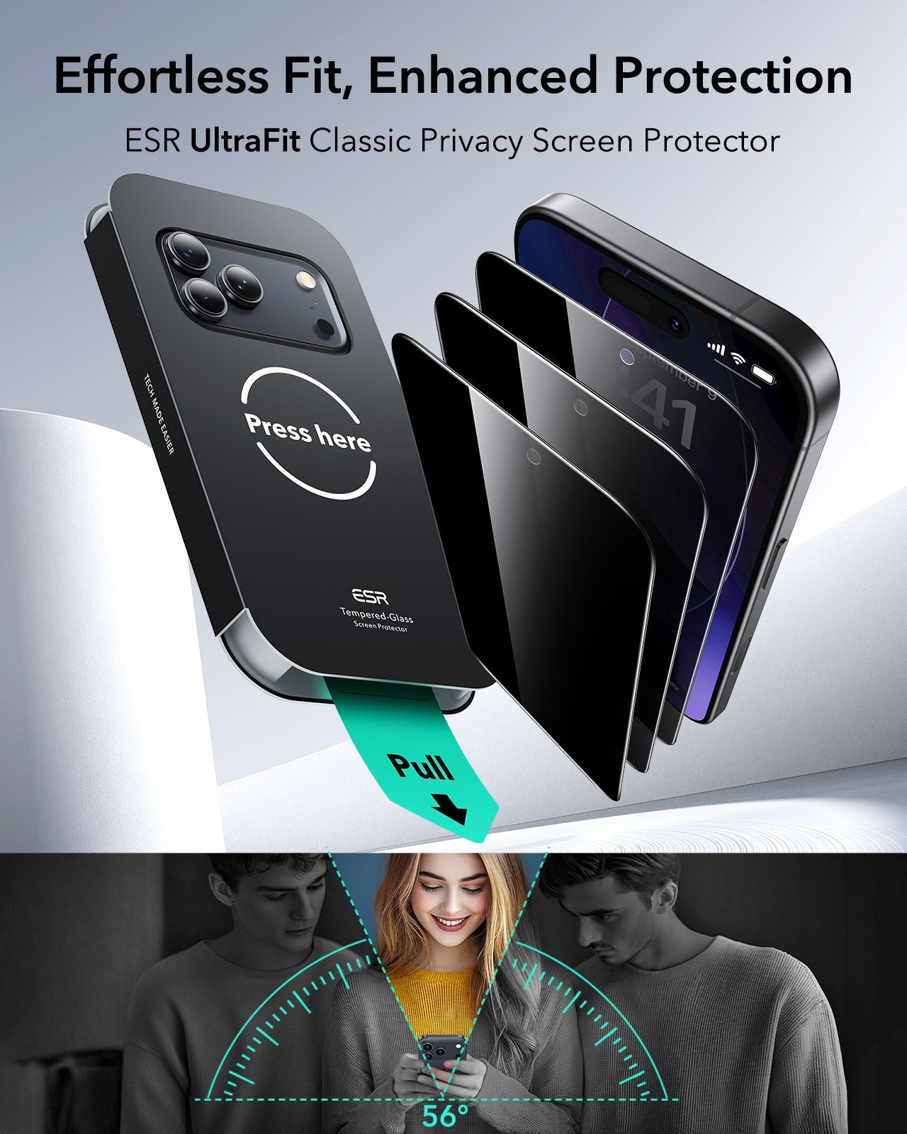 ESR iPhone 17 Pro Tempered Glass Privacy Screen Protector