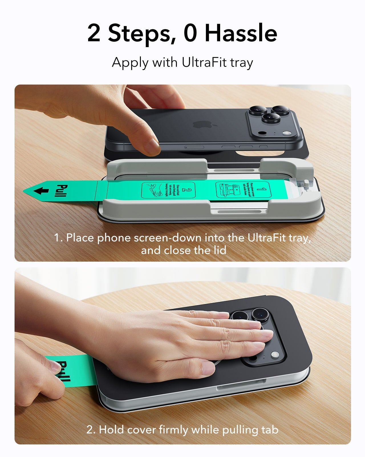 ESR iPhone 17 Pro Tempered Glass Screen Protector apply with ultrafit tray