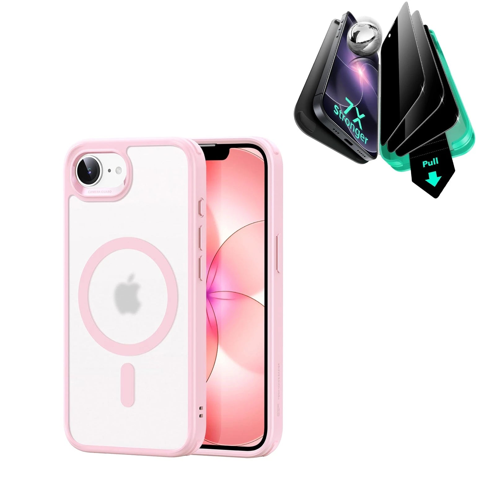 Frosted Pink iPhone 17e Hybrid Case & 7x Stronger Privacy