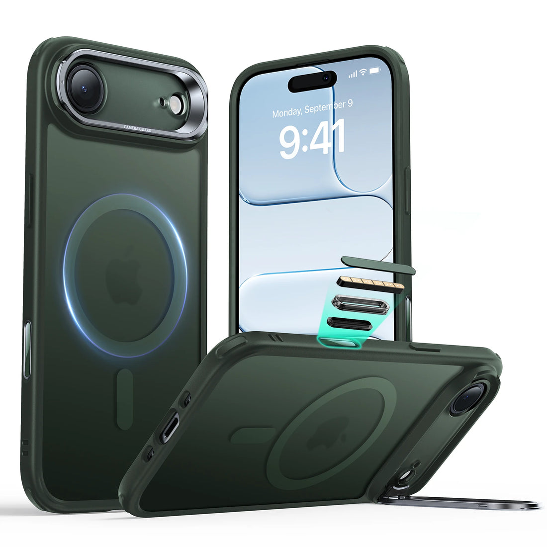 iPhone Air Classic Hybrid Magnetic Case (Camera Control, Stash Stand) - Frosted Green ESR ESR