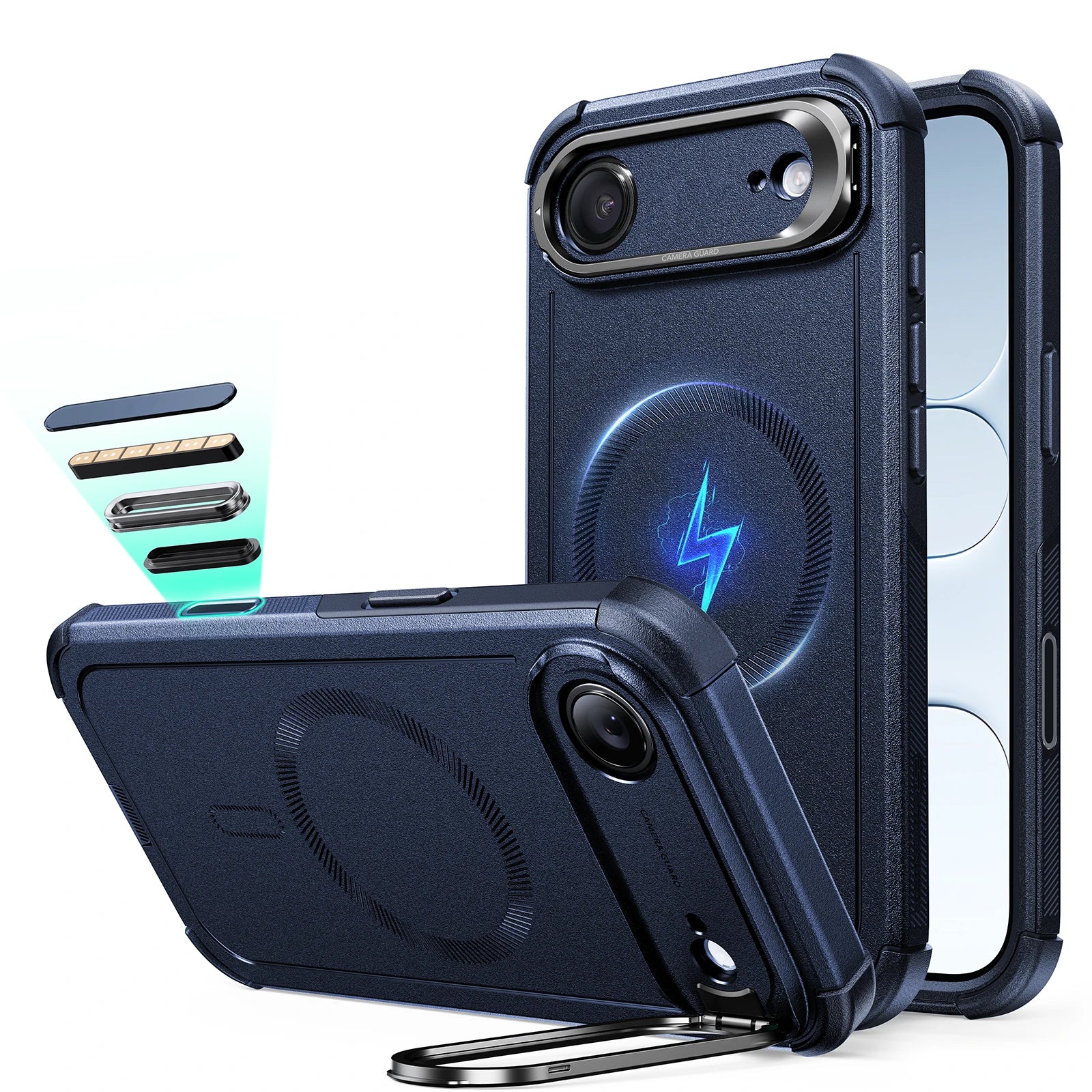 Shockproof Blue MagSafe iPhone Air Case with Camera Stand Shockproof Blue MagSafe iPhone Air Case with Camera Stand