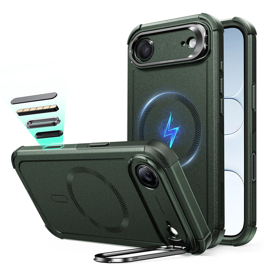 iPhone Air Cyber Tough Magnetic Case (Camera Control, Stash Stand) - Olive Green ESR ESR