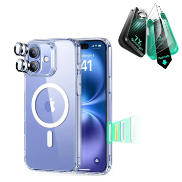 iPhone 16 Classic Hybrid Magnetic Case (Camera Control) & Screen Protection Bundle - Clear ESR ESR