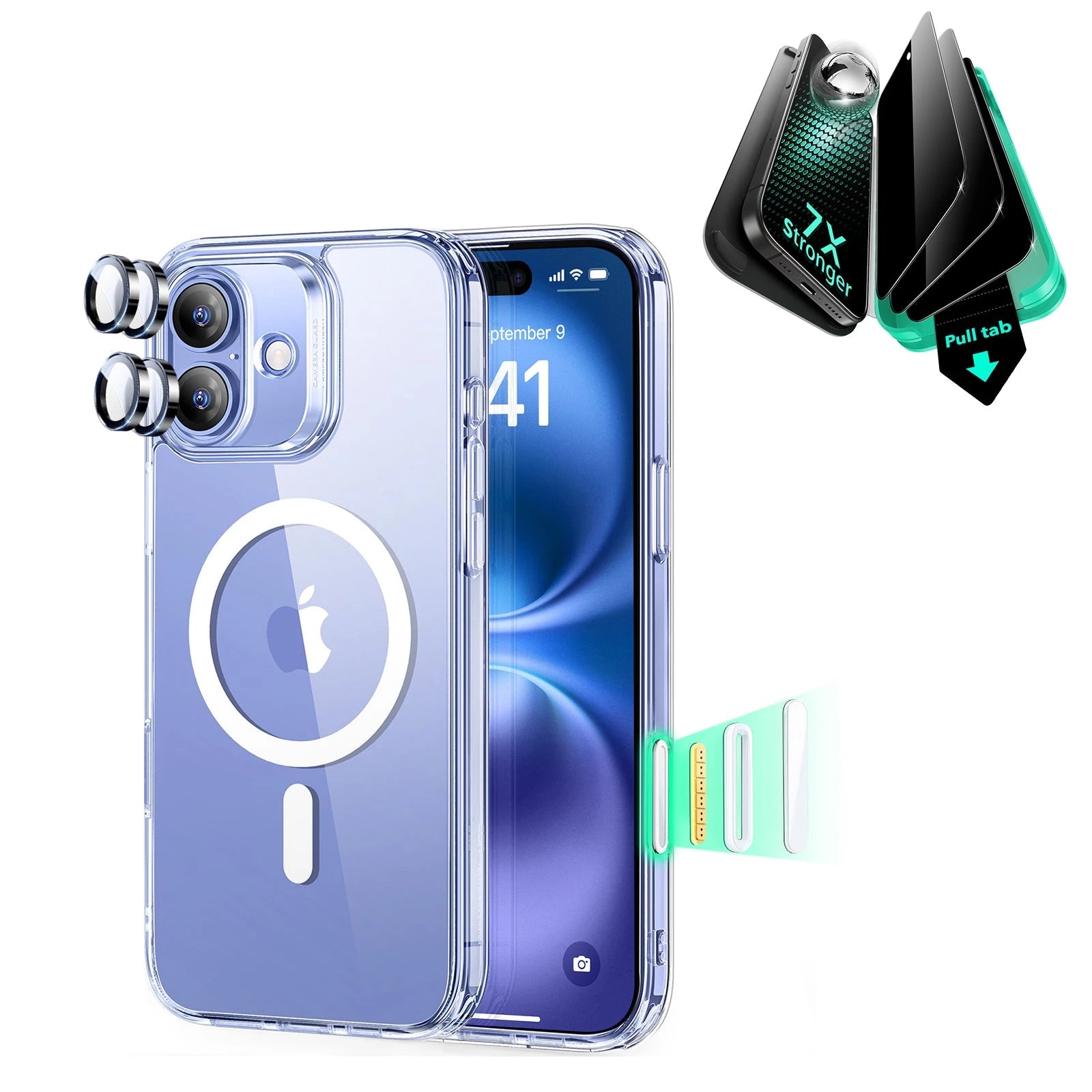 iPhone 16 Plus Classic Hybrid Magnetic Case (Camera Control) & Privacy Screen Protector Bundle - Clear ESR ESR