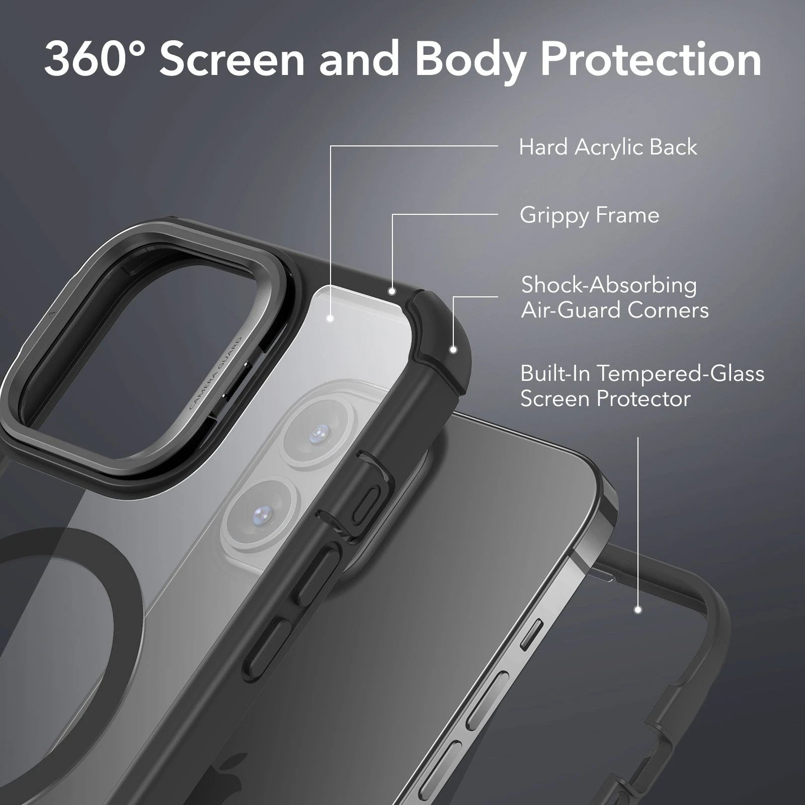 iPhone 13 Pro Max Armor Tough Case with Stash Stand (HaloLock) - Clear Black ESR ESR