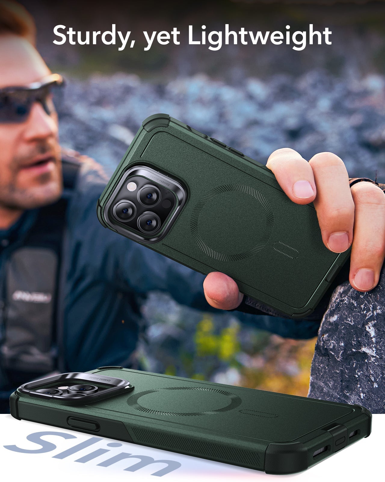 iPhone 14 Pro Cyber Tough Magnetic Case (Stash Stand) - Green ESR ESR