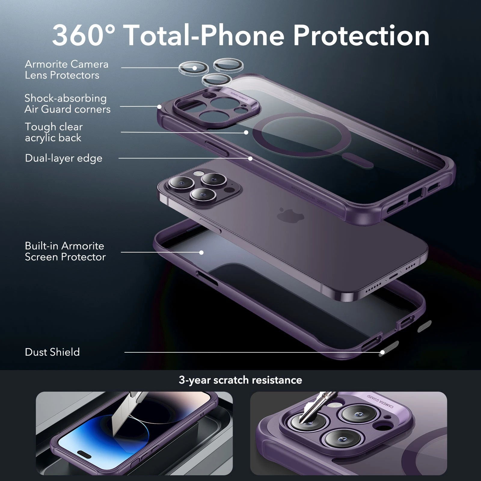 iPhone 14 Pro Max Armor Tough Case (HaloLock) - Clear Purple ESR ESR