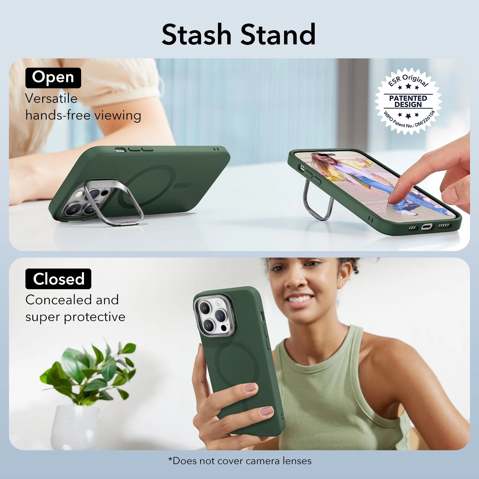 iPhone 14 Pro Max Cloud Soft Case with Stash Stand (HaloLock) - Green ESR ESR