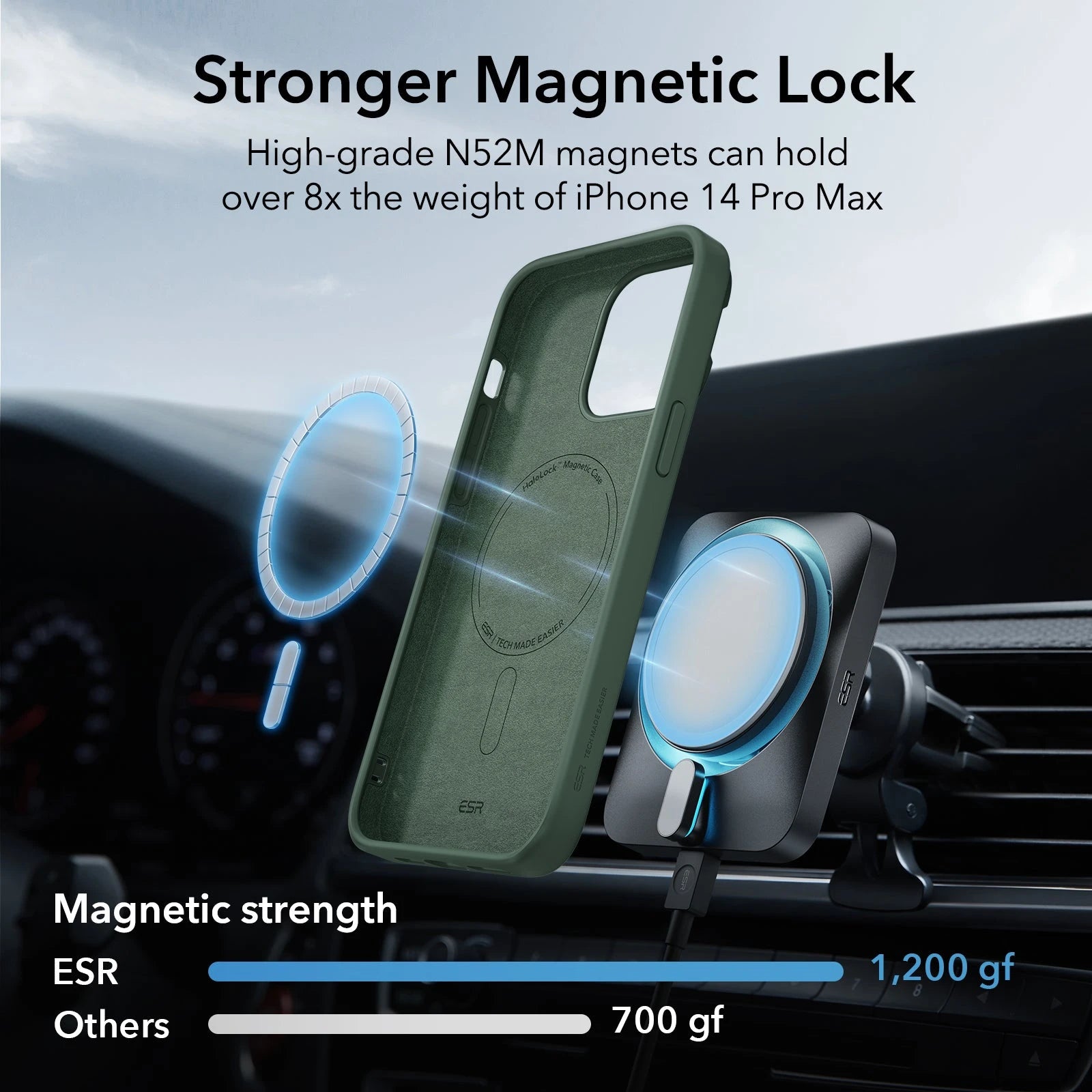 iPhone 14 Pro Max Cloud Soft Case with Stash Stand (HaloLock) - Green ESR ESR