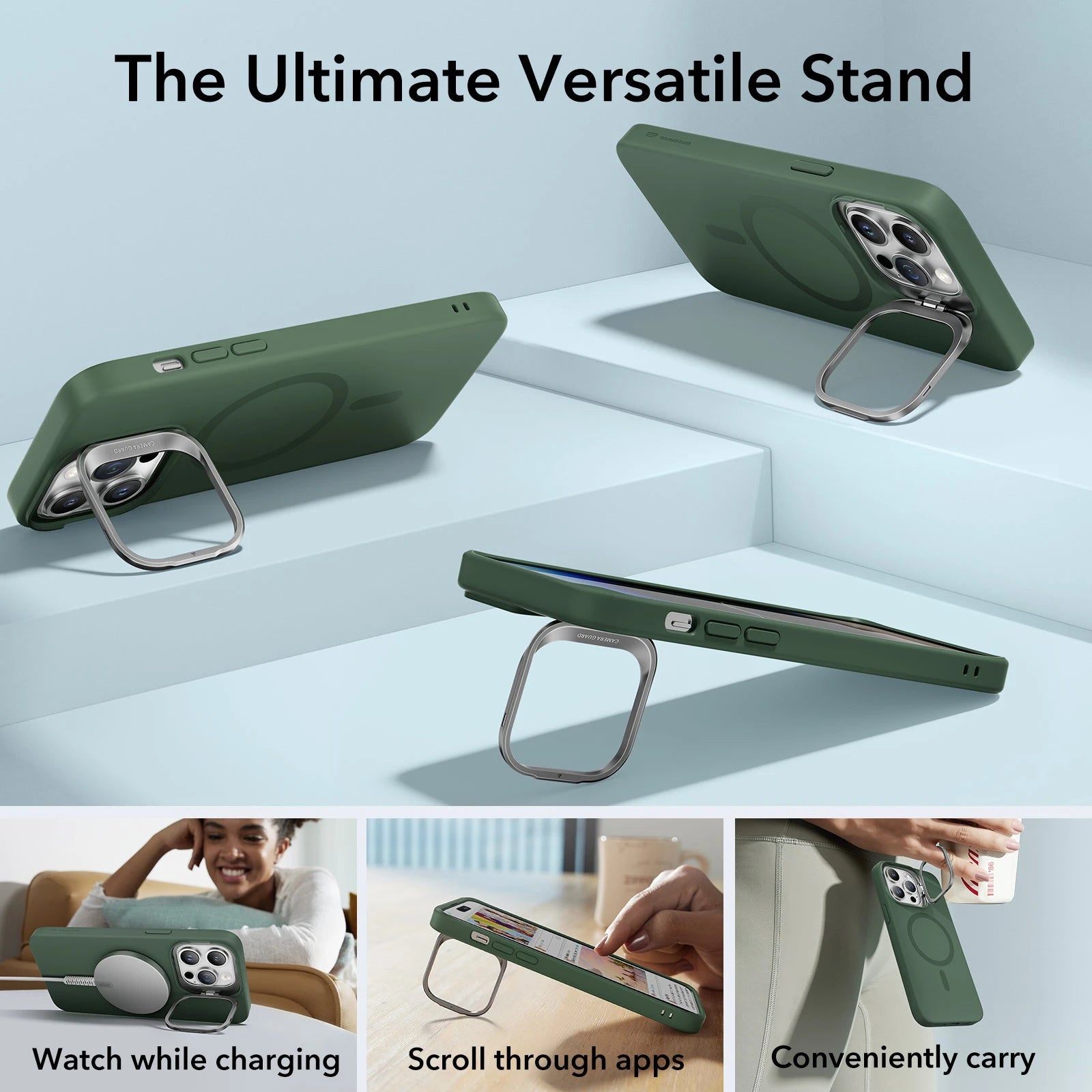 iPhone 14 Pro Max Cloud Soft Case with Stash Stand (HaloLock) - Green ESR ESR