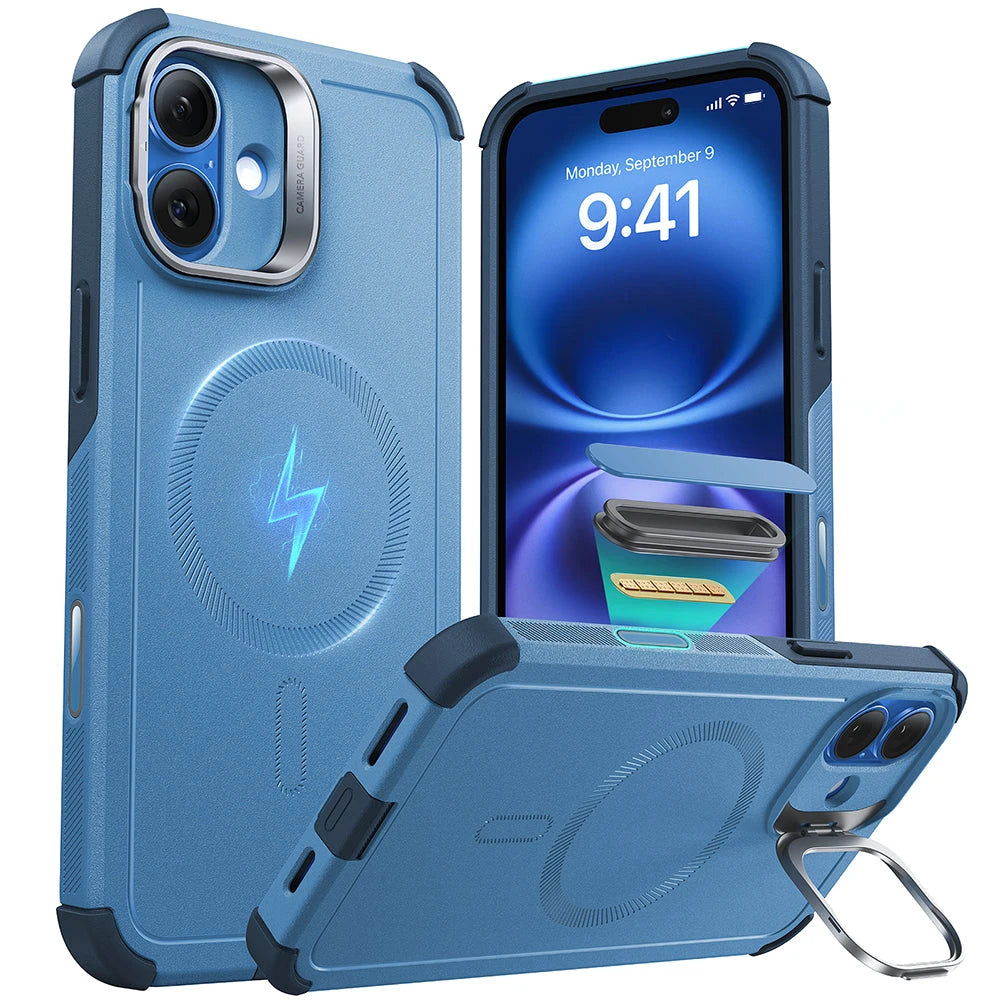 iPhone 16 Cyber Tough Magnetic Case (Camera Control, Stash Stand) - Light Blue ESR ESR