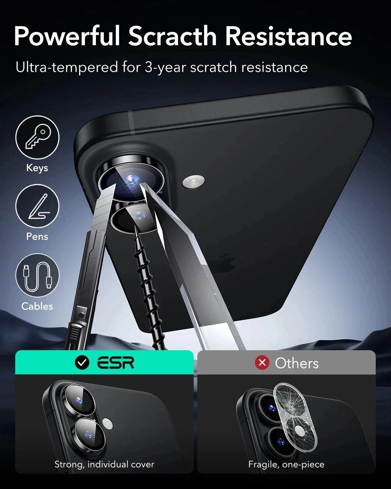 iPhone 16 Cyber Tough Magnetic Case Protection Bundle (Camera Control, Stash Stand) - Black ESR ESR