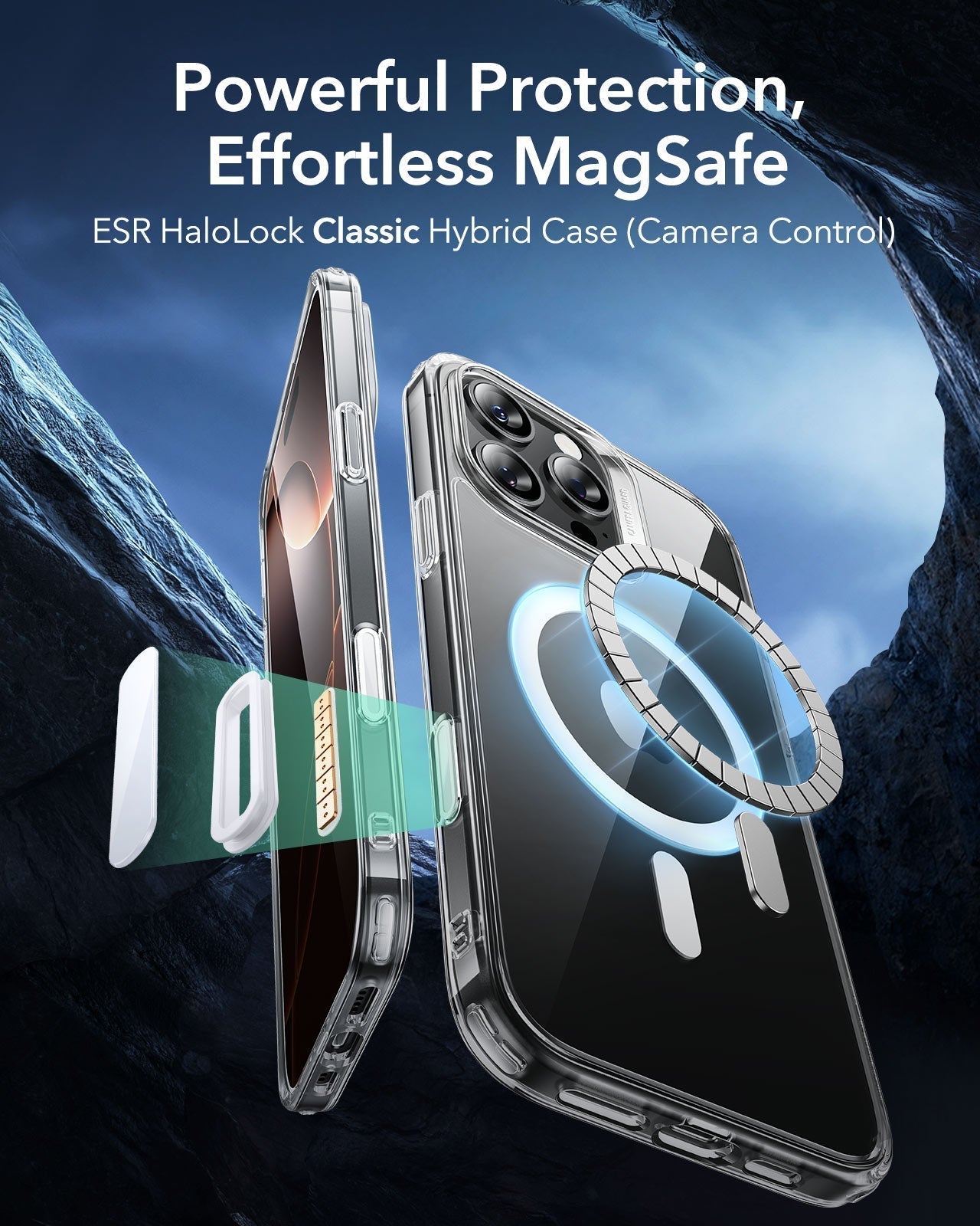 iPhone 16 Pro Classic Hybrid Magnetic Case (Camera Control) & Privacy Screen Protector Bundle - Clear ESR ESR