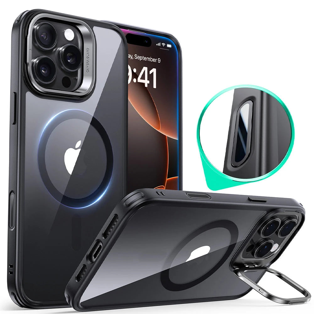 iPhone 16 Pro HaloLock Classic Hybrid Case (Camera Control, Stash Stand) - Clear Black ESR ESR