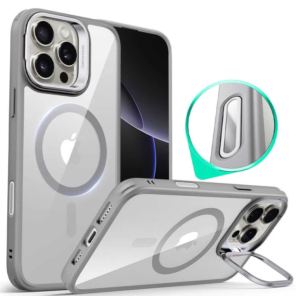 iPhone 16 Pro Max HaloLock Classic Hybrid Case (Camera Control, Stash Stand) - Clear Grey ESR ESR