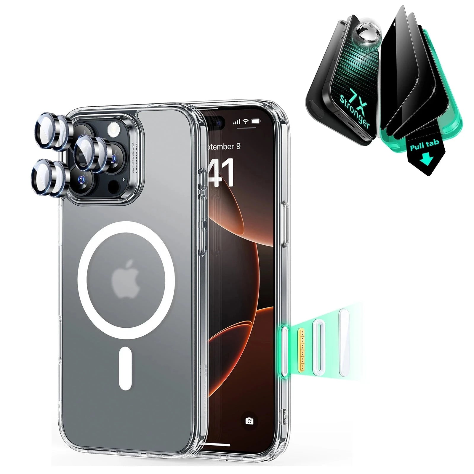 iPhone 16 Pro Max Classic Hybrid Magnetic Case (Camera Control) & Privacy Screen Protector Bundle - Frosted Clear ESR ESR