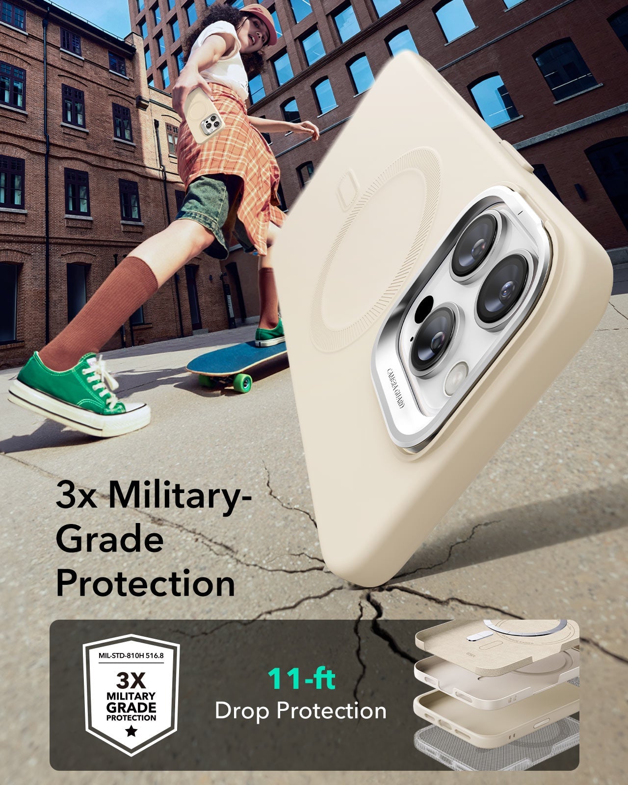 iPhone 16 Pro Max Cloud Soft Magnetic Case (Camera Control, Stash Stand) - Light Tan ESR ESR