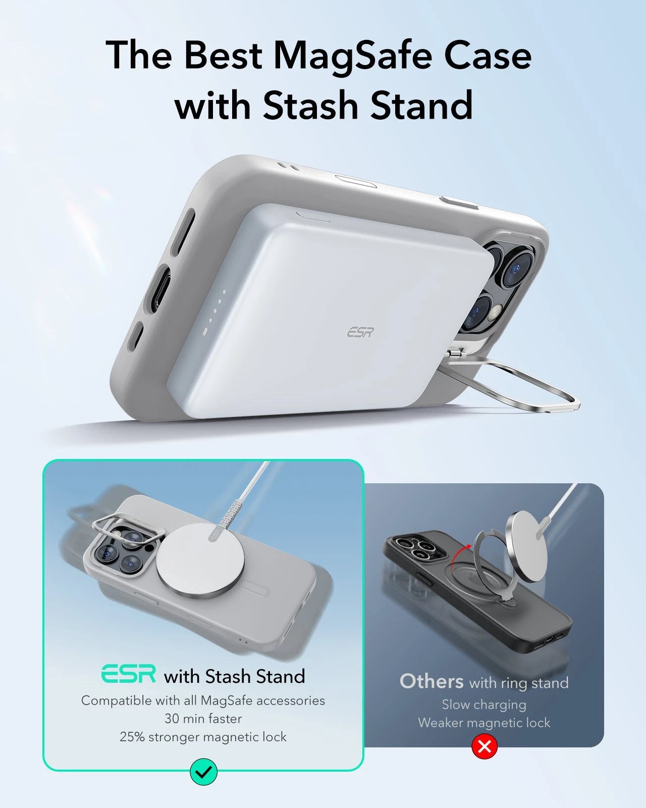 iPhone 16 Pro Cloud Soft Magnetic Case (Camera Control, Stash Stand) - Grey ESR ESR