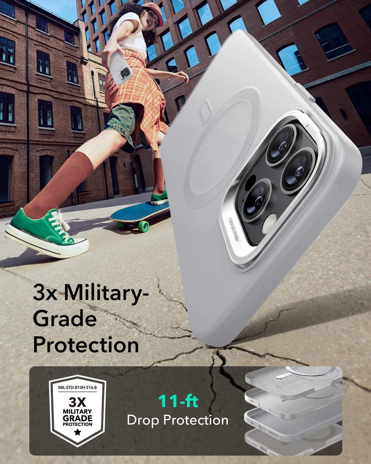 iPhone 16 Pro Cloud Soft Magnetic Case (Camera Control, Stash Stand) - Grey ESR ESR