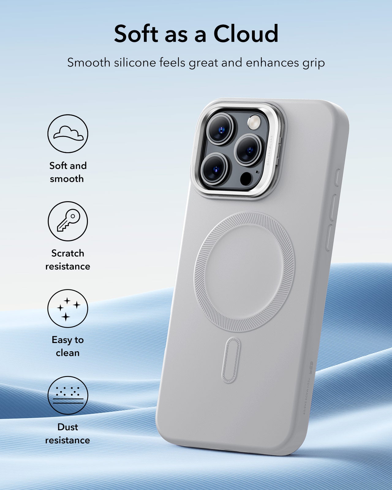 iPhone 16 Pro Cloud Soft Magnetic Case (Camera Control, Stash Stand) - Grey ESR ESR