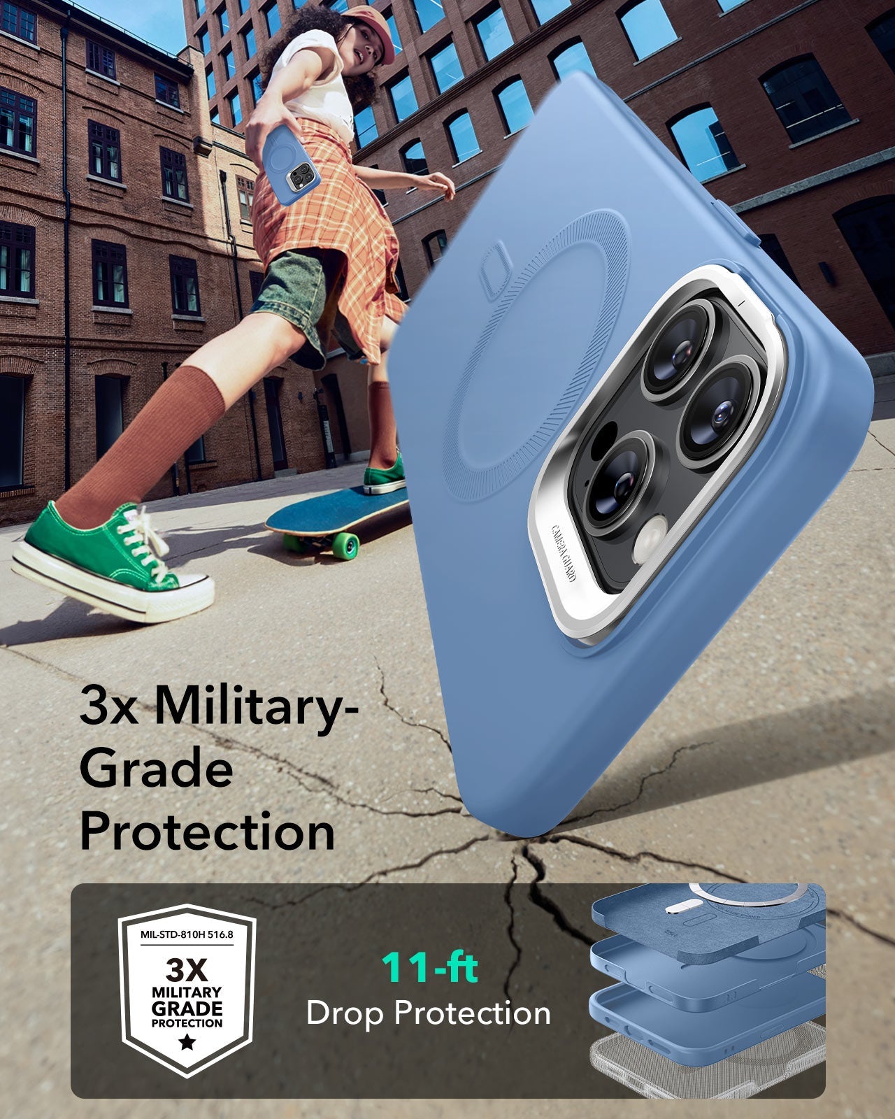 iPhone 16 Pro Cloud Soft Magnetic Case (Camera Control, Stash Stand) - Light Blue ESR ESR