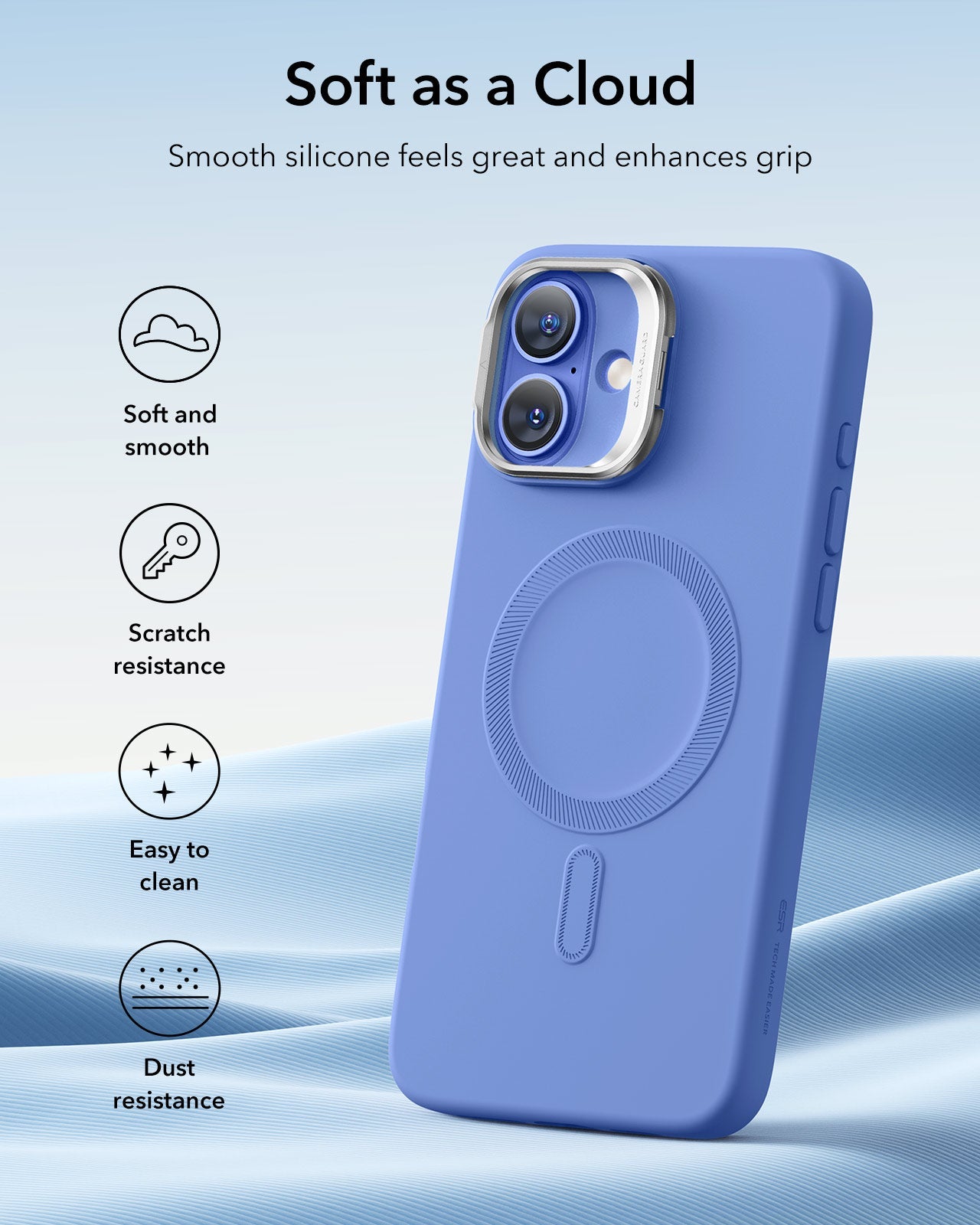 iPhone 16 Cloud Soft Magnetic Case (Camera Control, Stash Stand) - Ultramarine ESR ESR