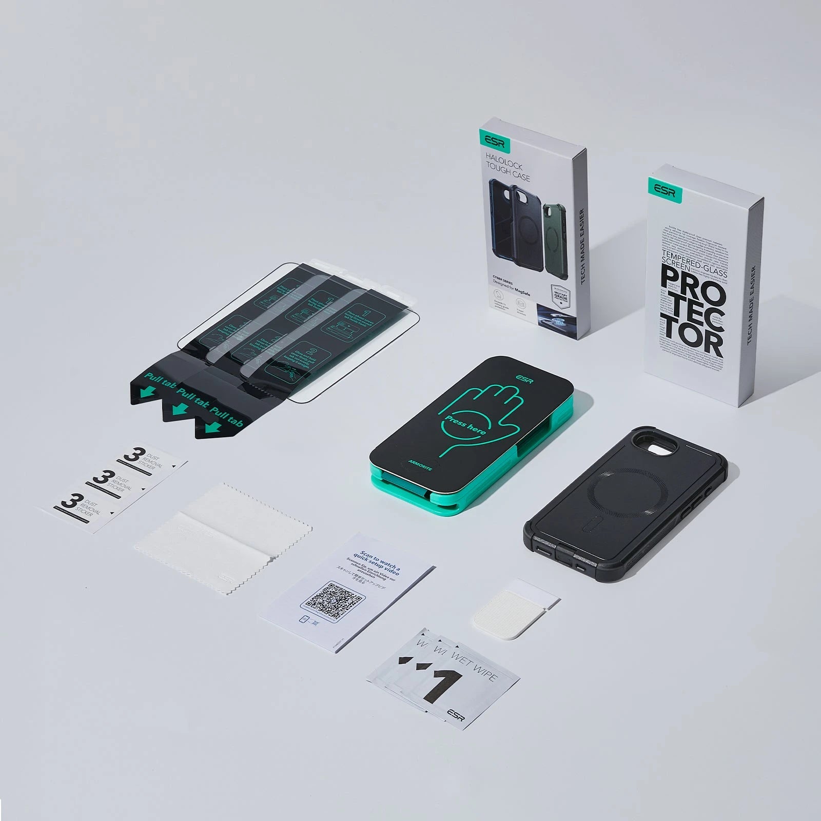 iPhone 16e HaloLock Cyber Tough Case Protection Bundle - Black - ESR