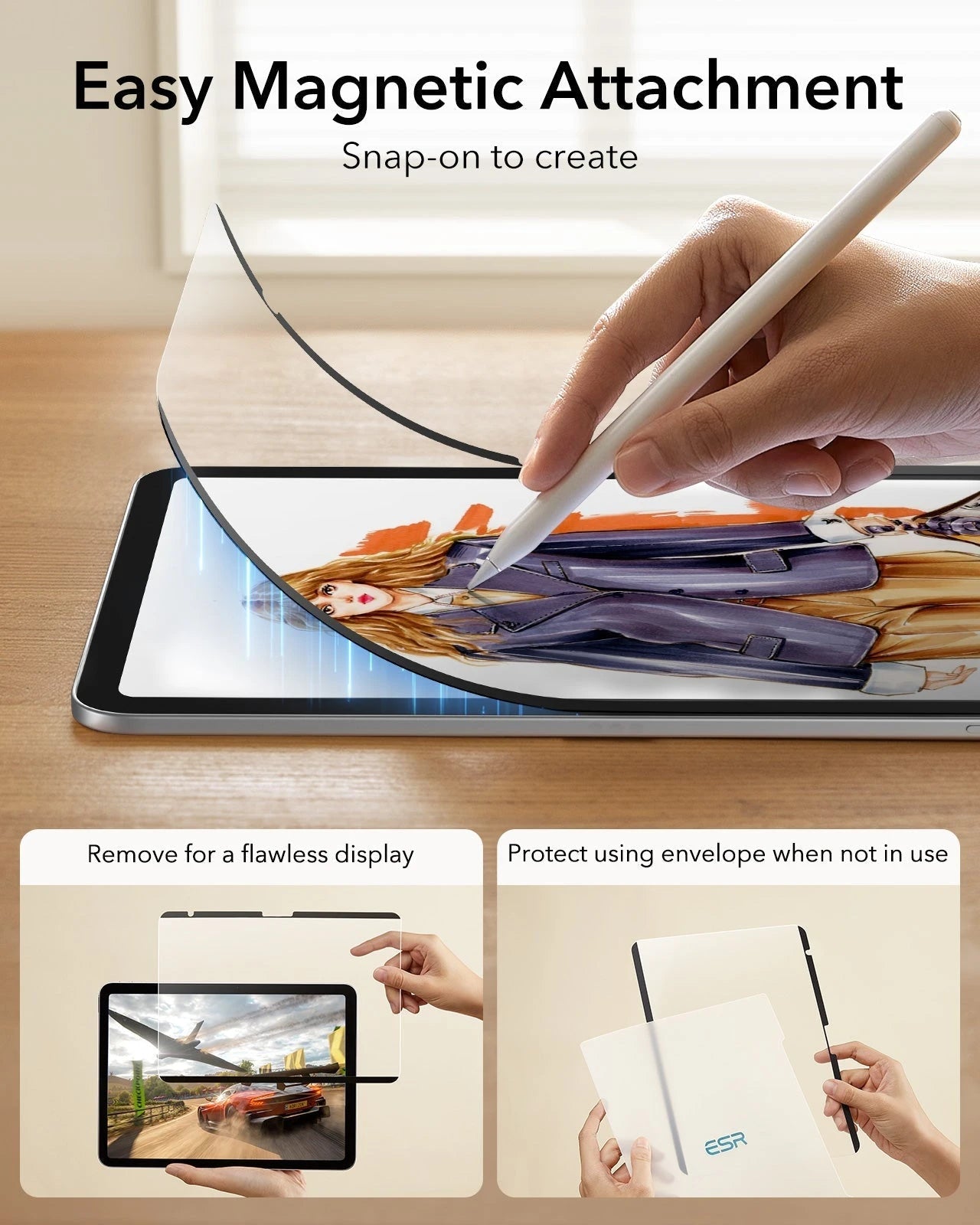 iPad 11" (A16, 2025) Rebound Magnetic Keyboard Case and Paper-Feel Screen Protector Bundle-UK Layout-Black ESR ESR