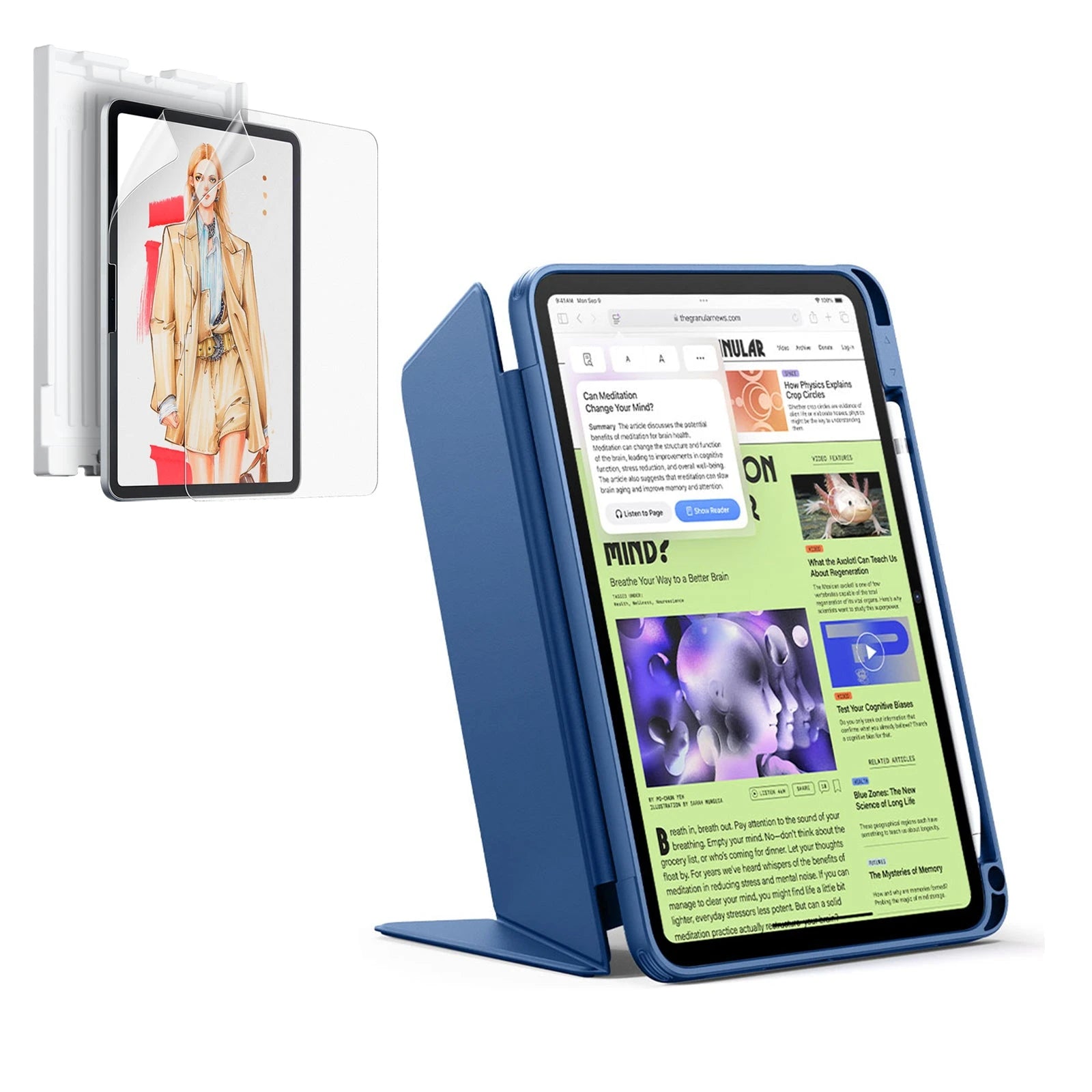 iPad 11" (A16, 2025) Flip Art Bundle - Navy Blue ESR ESR