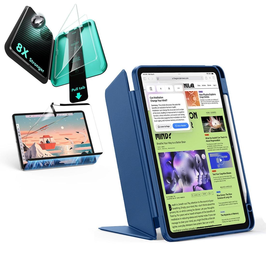 iPad Air 11" (2025) Flip Transformation Bundle - Navy Blue ESR ESR