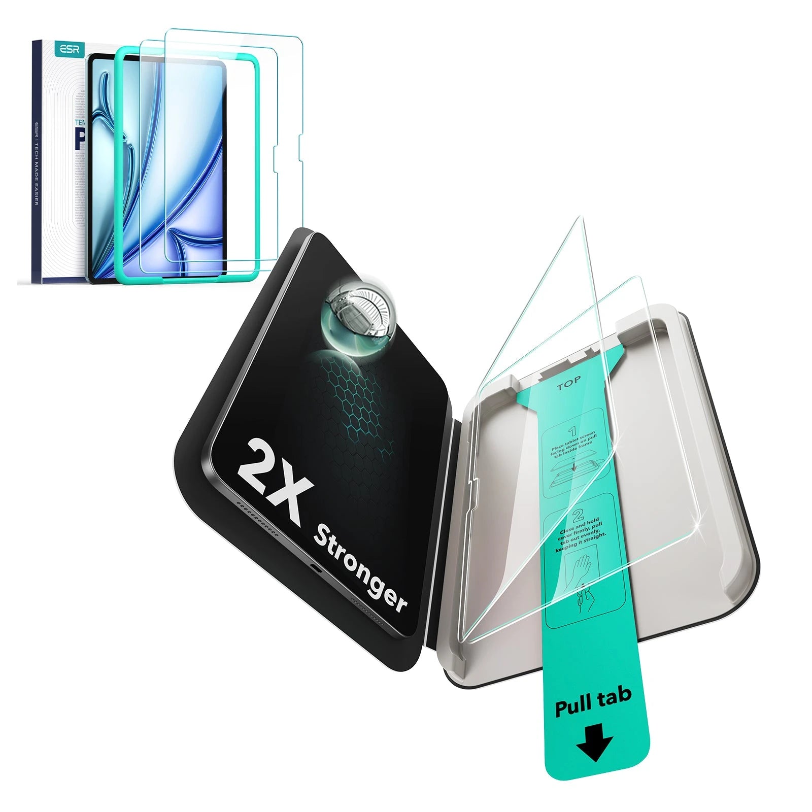 iPad Air 11" (2025) Paper-Feel Tempered-Glass Screen Protector Set - 2 Paper-Feel Tempered-Glass + 2 UltraFit Classic ESR ESR