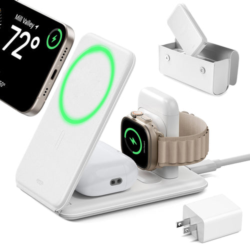 15W 3-in-1 Travel Wireless Charging Set (Bag Included) - White - JP Plug