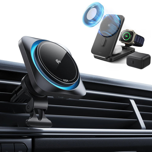 15W CryoBoost Car Charger and 25W Foldable 3-in-1 Charger Bundle - US Plug–Black