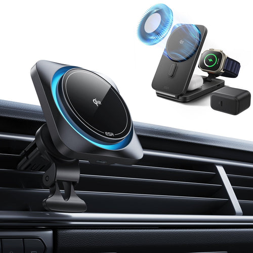 15W CryoBoost Car Charger and 25W Foldable 3-in-1 Charger Bundle - US Plug–Black