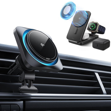 15W CryoBoost Car Charger and 25W Foldable 3-in-1 Charger Bundle - US Plug–Black